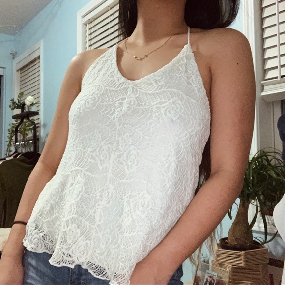 White Lace Halter Top - Picture 3 of 3
